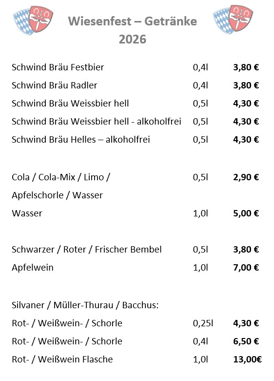 Musikverein Gailbach - Wiesenfest Gailbach - Getränke